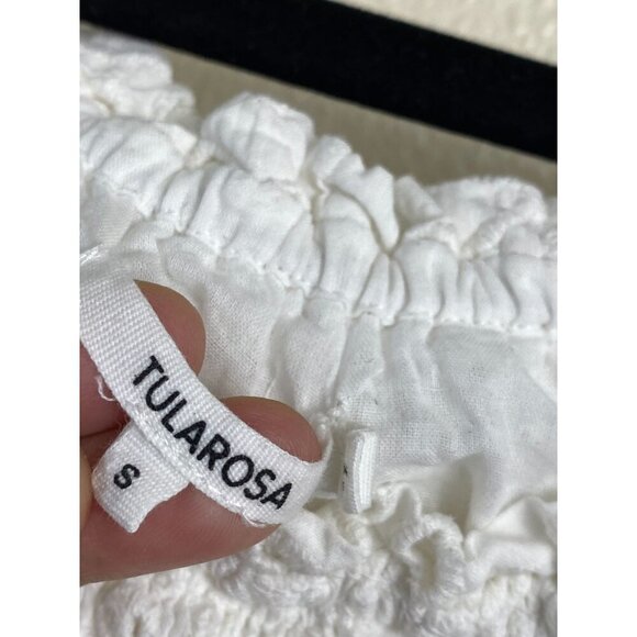 TULAROSA QUINN Off The Shoulder Lace Smocked Dress White Sz Small beach wedding - Picture 4 of 12